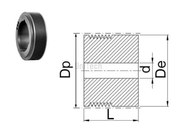 Шкив поликлиновой под расточку PJ De=56 Z=16 D=12-27