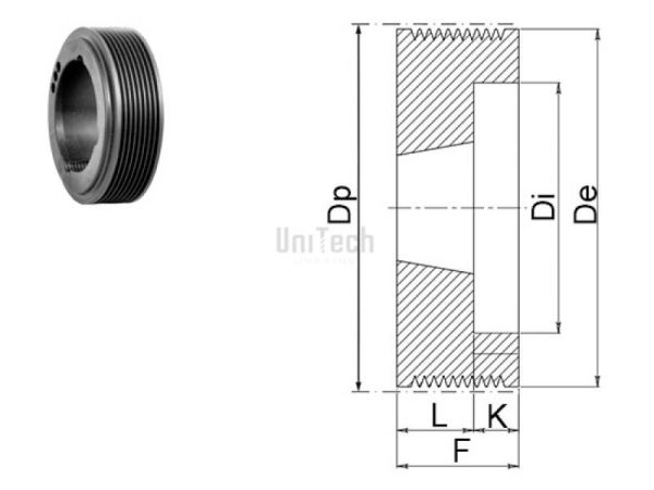 Шкив поликлиновой под втулку PL De=140 Z=8 (d=16-65) TB2517