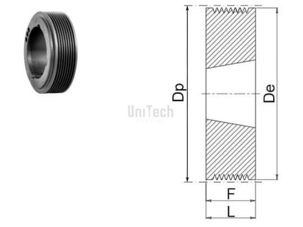 Шкив поликлиновой под втулку PJ De= 56 Z=8 (d=9-28) TB1108