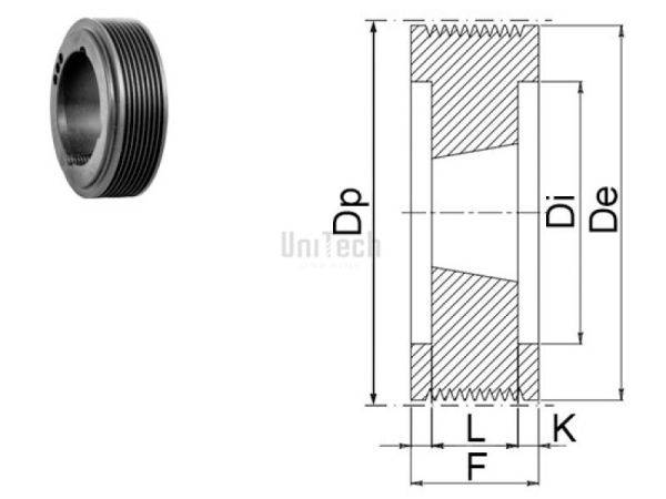 Шкив поликлиновой под втулку PL De=132 Z=10 (d=16-65) TB2517
