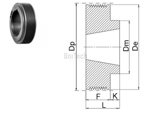 Шкив поликлиновой под втулку PJ De= 80 Z=4 (d=12-35) TB1310