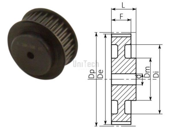 Шкив зубчатый L Z=050/050 D=14-43