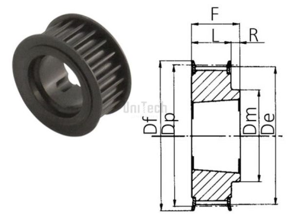 Шкив зубчатый L Z=023/050 под втулку TB1108