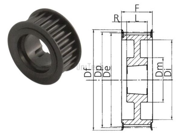 Шкив зубчатый HTD-14M Z=064/040 под втулку TB3020
