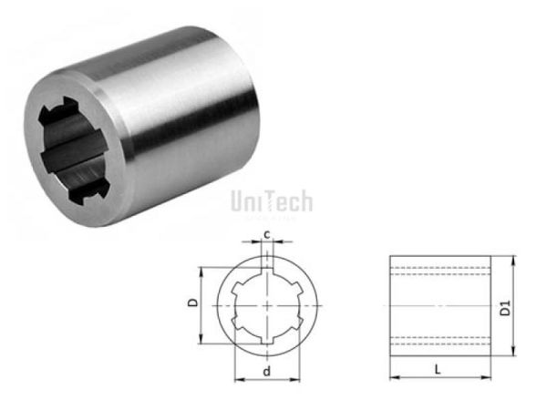 Шлицевая гайка SBBO1300 D=16 d=13 Z=6 L=40 mm