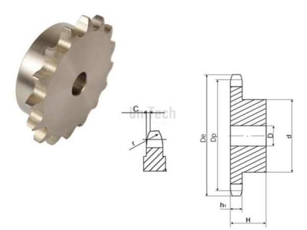 50,8 32B-1 Z=025 Звездочка со ступицей с черновым отверстием D=30-113