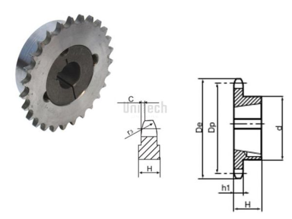 15,875 10B-1 Z=017 Звездочка под втулку TB 1610