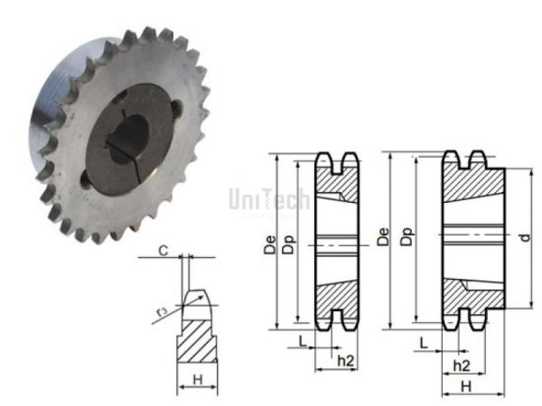 25,4 16B-2 Z=095 Звездочка под втулку TB 3525