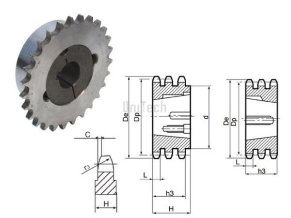 09,525 06B-3 Z=030 Звездочка под втулку TB 1615