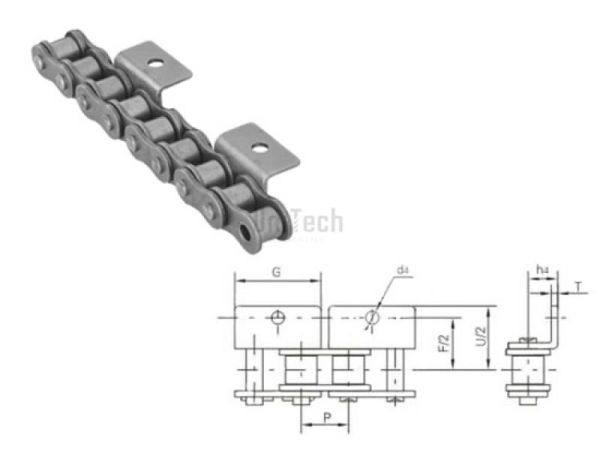 Цепь с креплением  10B-1 WA-2/2L (каждое 1 наруж. звено)