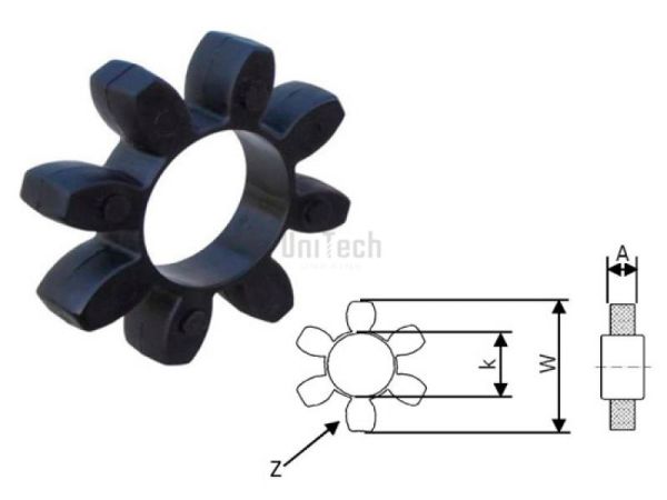 Муфта кулачковая  48/60 упругий элемент Черный (8 Лепестков) D: 105mm