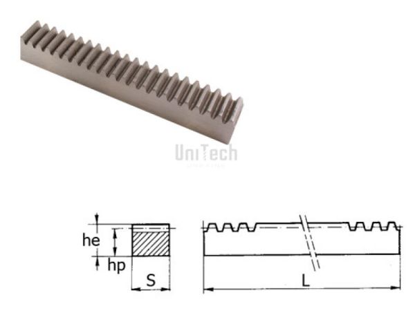 Рейка зубчатая M=1 L=1000 мм 15x15