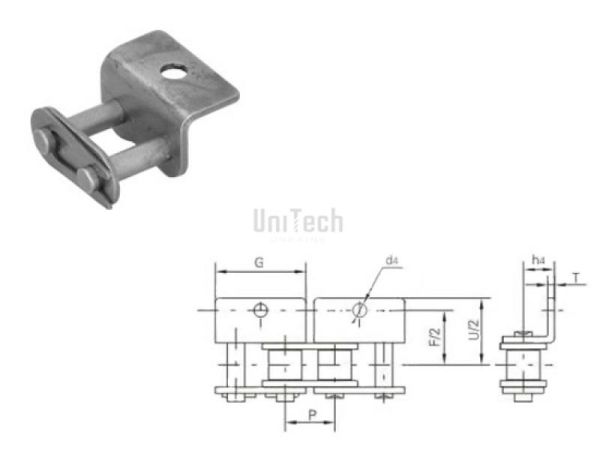 Цепь с креплением  12B-1 WA-1  Звено соединительное